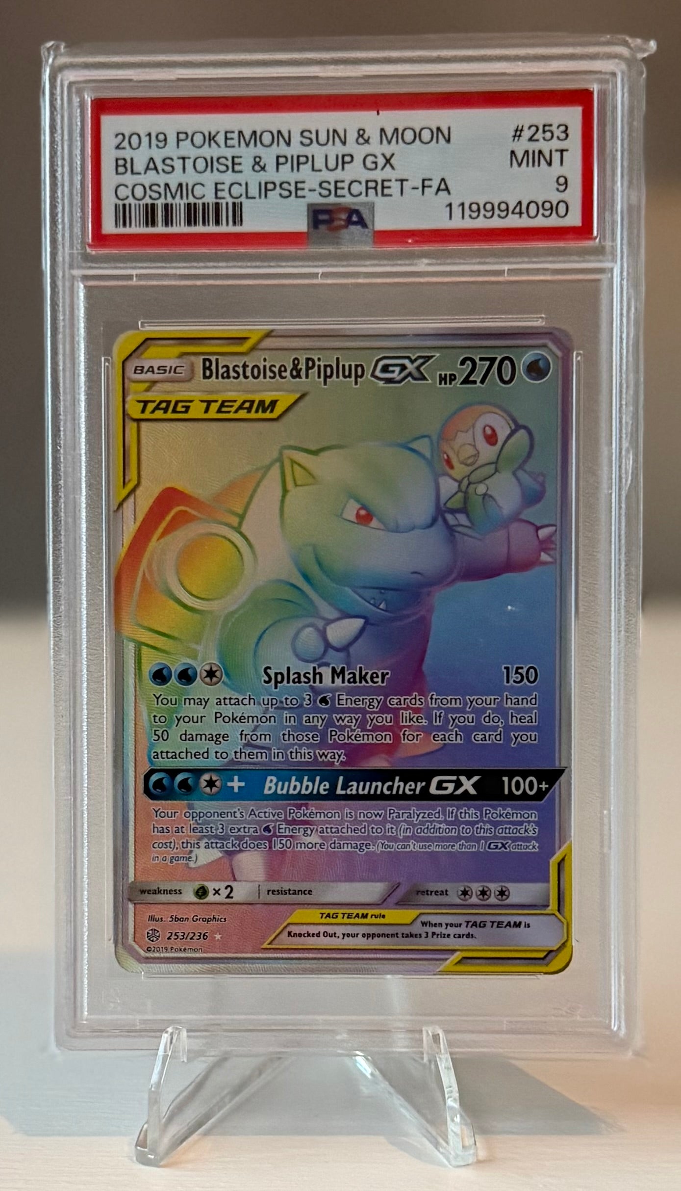 Pokemon Blastoise & Puplip Ex sun and moon cosmic eclips