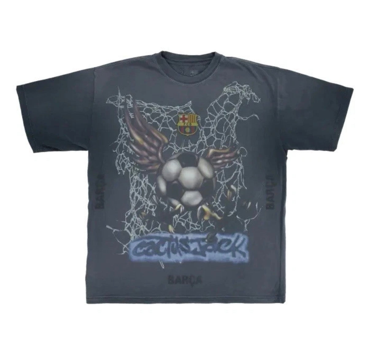 Barcelona X Travis Scott Washed Spray Logo T-shirt