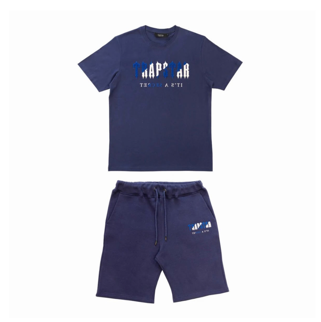 Trapstar Chenille Decoded Short Set - Navy/Dazzling Blue