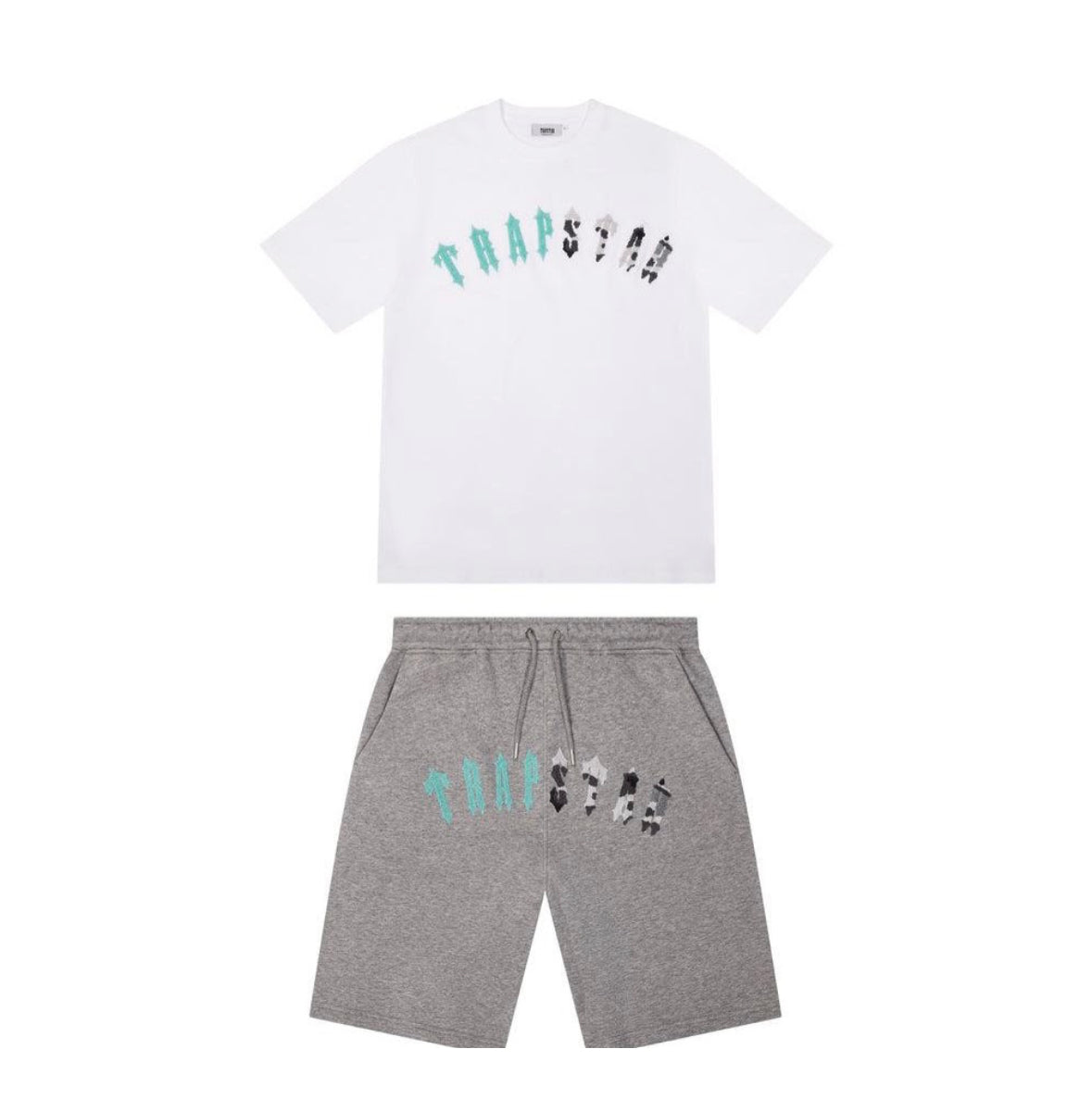 Trapstar Irongate Arch Chenille Short Set - Grey/Sea Blue