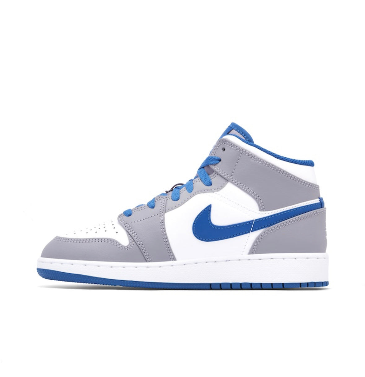JORDAN 1 MID WHITE TRUE BLUE GREY GS