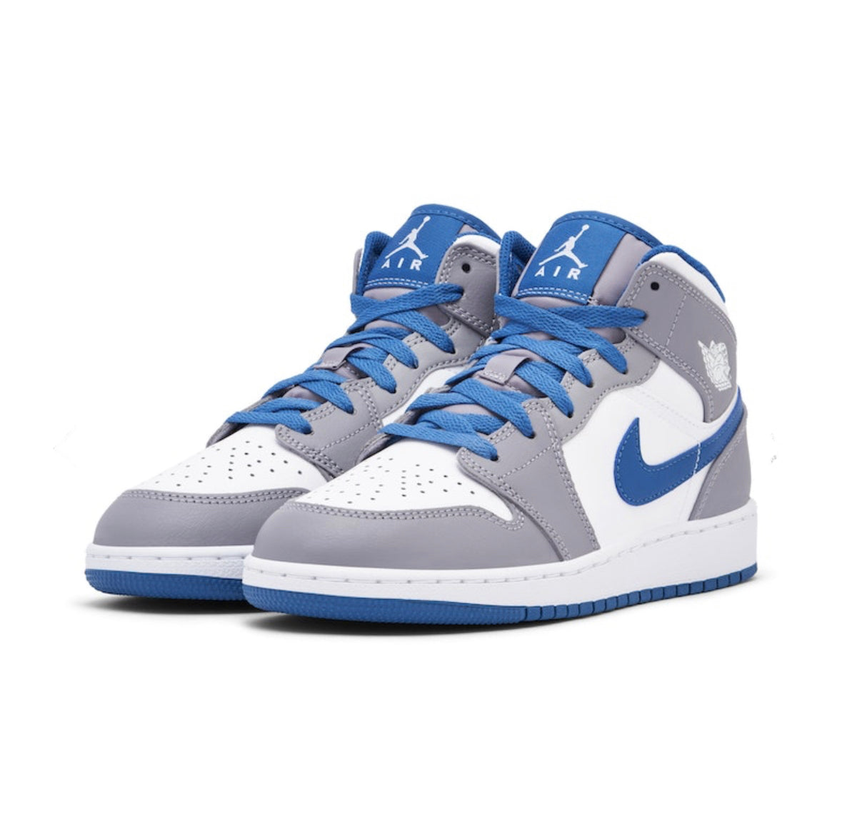 JORDAN 1 MID WHITE TRUE BLUE GREY GS