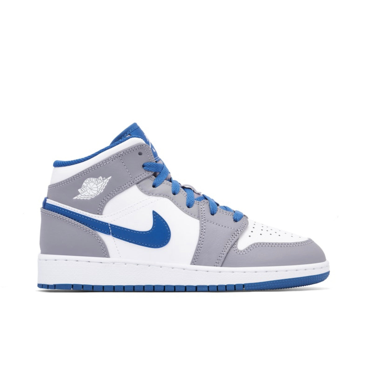 JORDAN 1 MID WHITE TRUE BLUE GREY GS