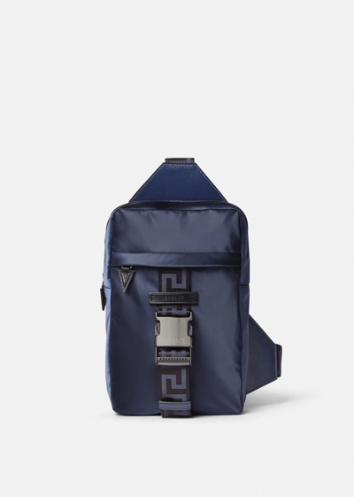 Versace Greca Single Strap Backpack In Blue