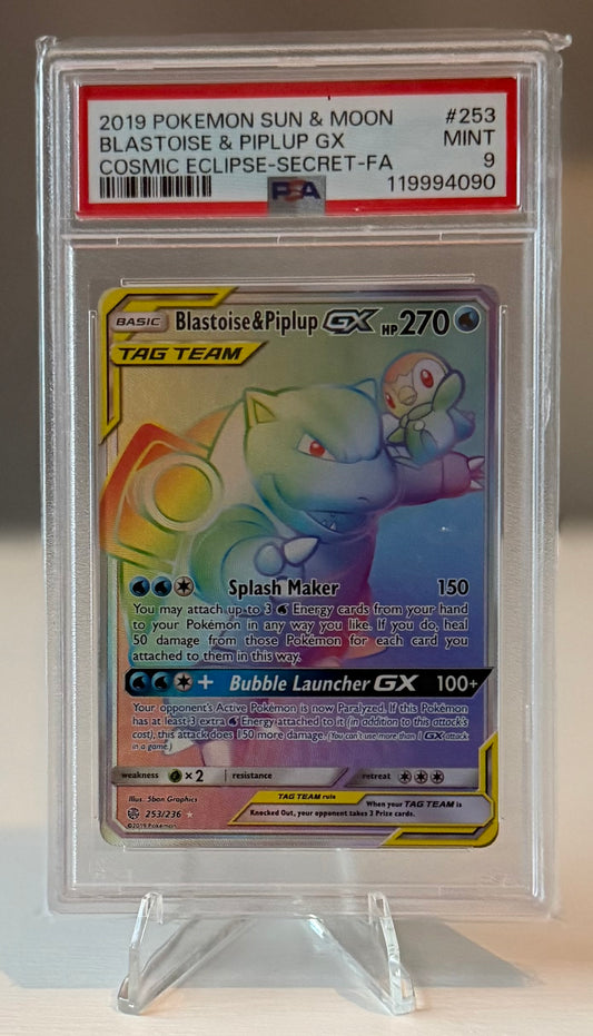 Pokemon Blastoise & Puplip Ex sun and moon cosmic eclips