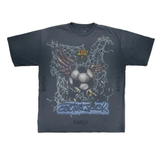 Barcelona X Travis Scott Washed Spray Logo T-shirt