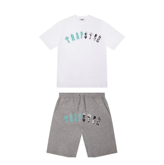 Trapstar Irongate Arch Chenille Short Set - Grey/Sea Blue